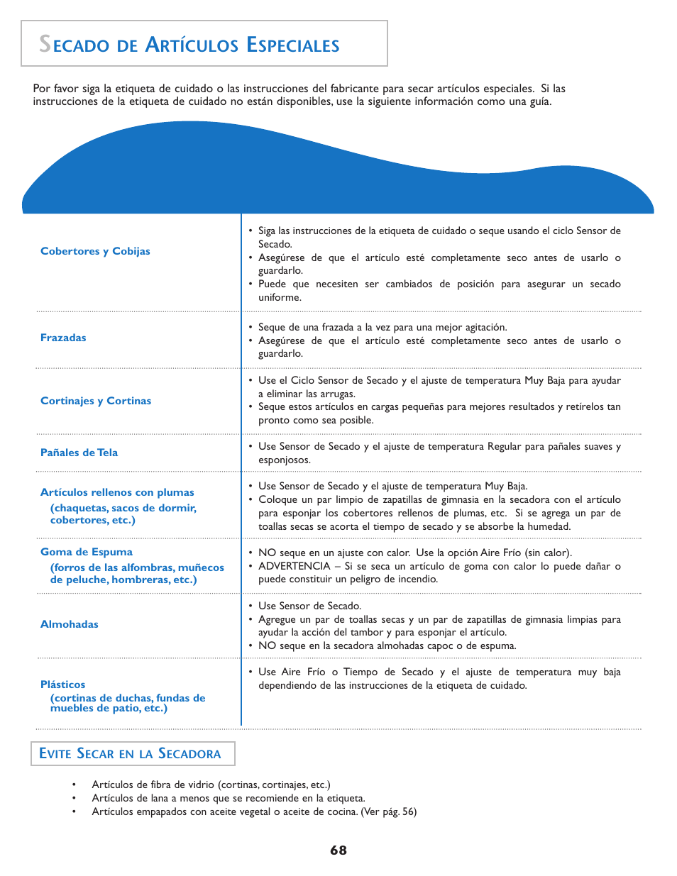 Ecado de, Rtículos, Speciales | Maytag MDE7550AGW User Manual | Page 69 / 72