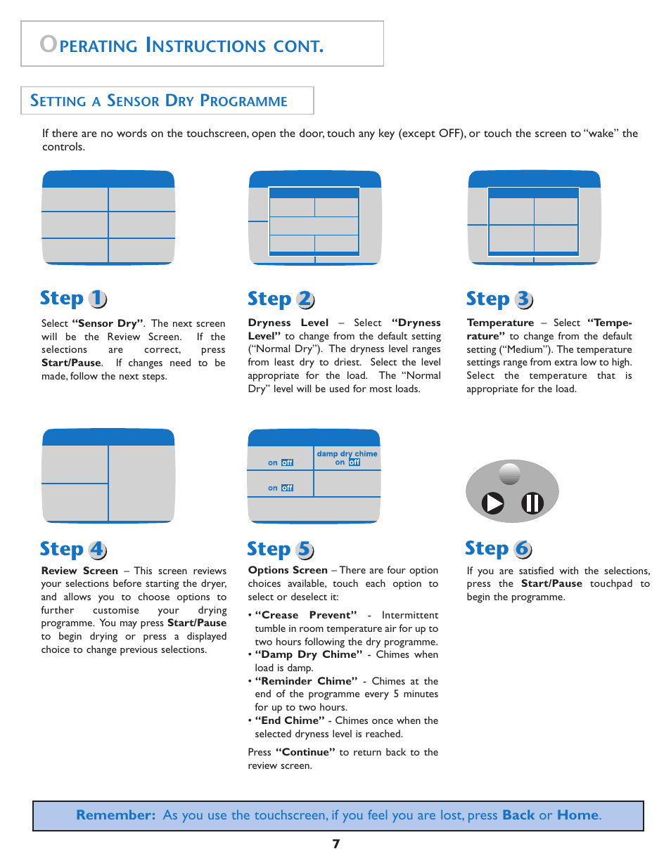 Step 1 step 2 step 3, Step 4 step 5, Step 6 | Perating, Nstructions cont | Maytag MDE7550AGW User Manual | Page 8 / 72