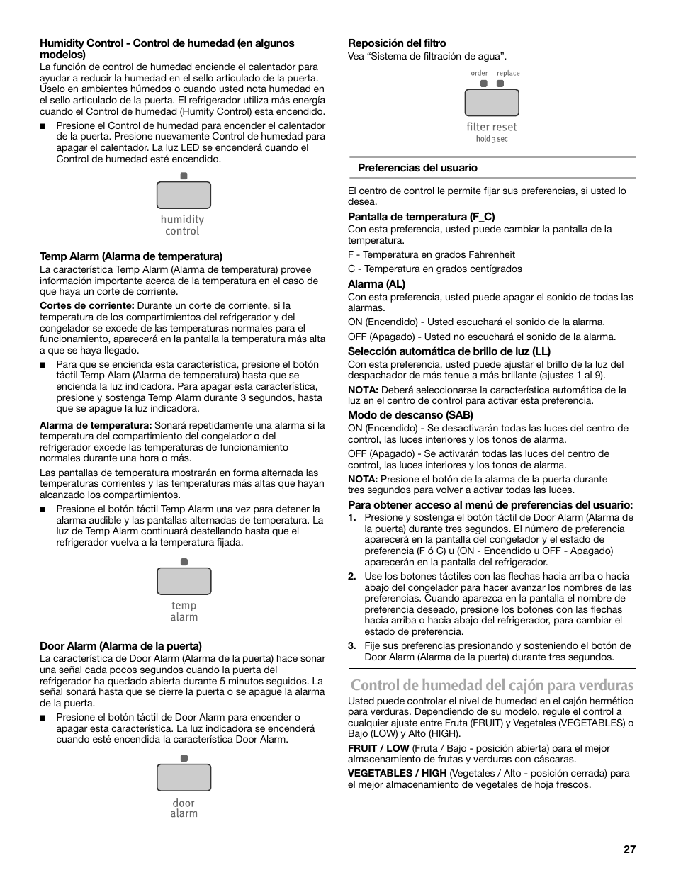 Control de humedad del cajón para verduras | Maytag 12828190A User Manual | Page 27 / 54