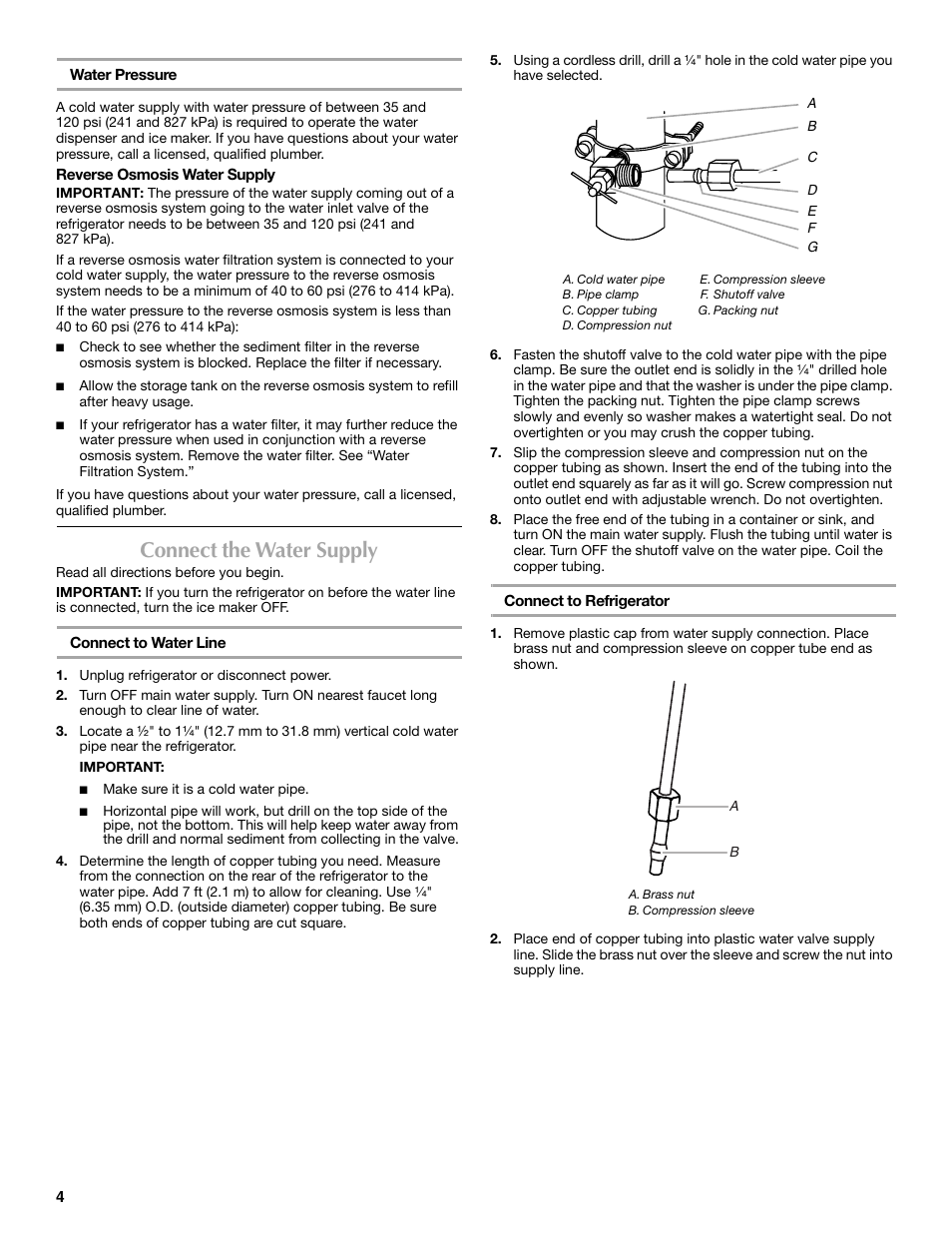 Connect the water supply | Maytag 12828190A User Manual | Page 4 / 54