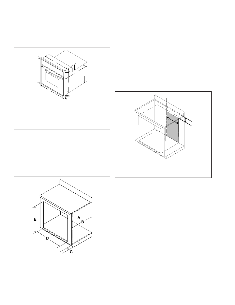 Installation instructions, Packaging material, Oven dimensions | Oven location, Line voltage requirements | Maytag AOES3030 User Manual | Page 22 / 47