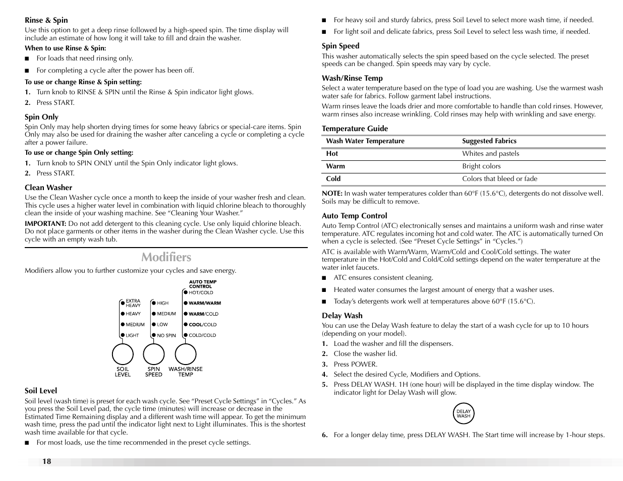 Modifiers | Maytag BRAVOSTM User Manual | Page 18 / 84