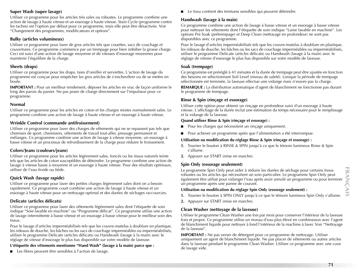 Maytag BRAVOSTM User Manual | Page 71 / 84
