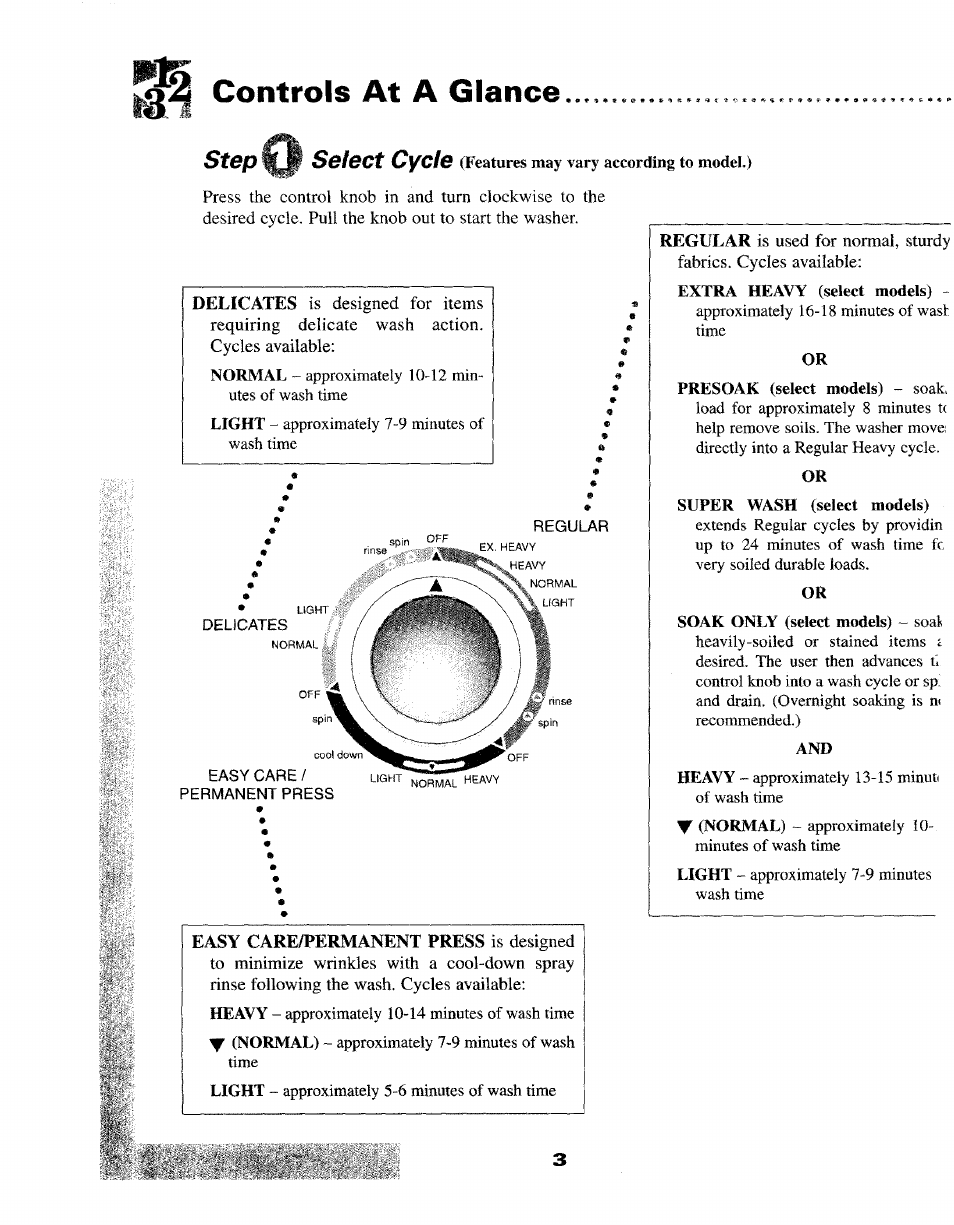 Controls at a glance, Step« 1 select cycle | Maytag LAT8416 User Manual | Page 4 / 11