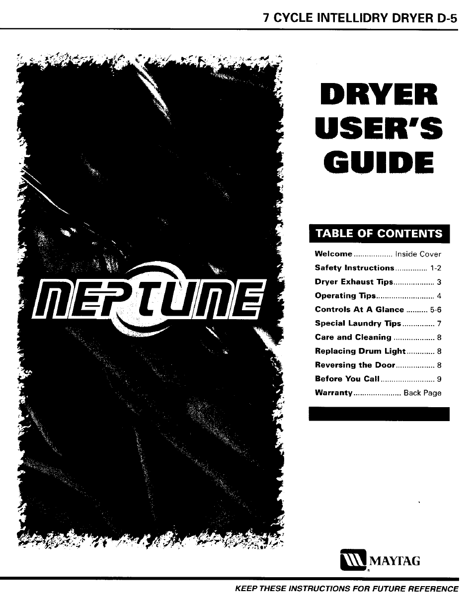 Maytag INTELLIDRY D-5 User Manual | 11 pages