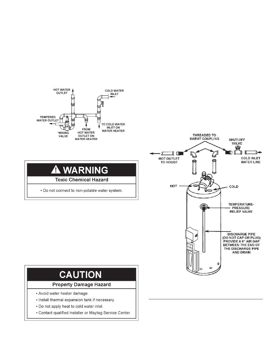 T & p valve and pipe insulation | Maytag HRN31250P User Manual | Page 15 / 48