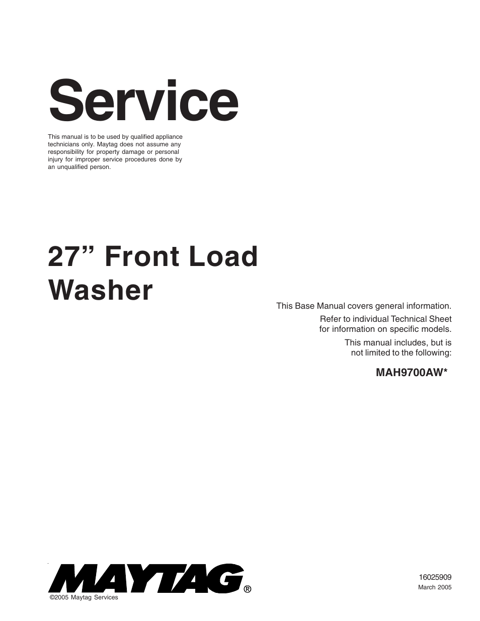 Maytag MAH9700AW* User Manual | 65 pages