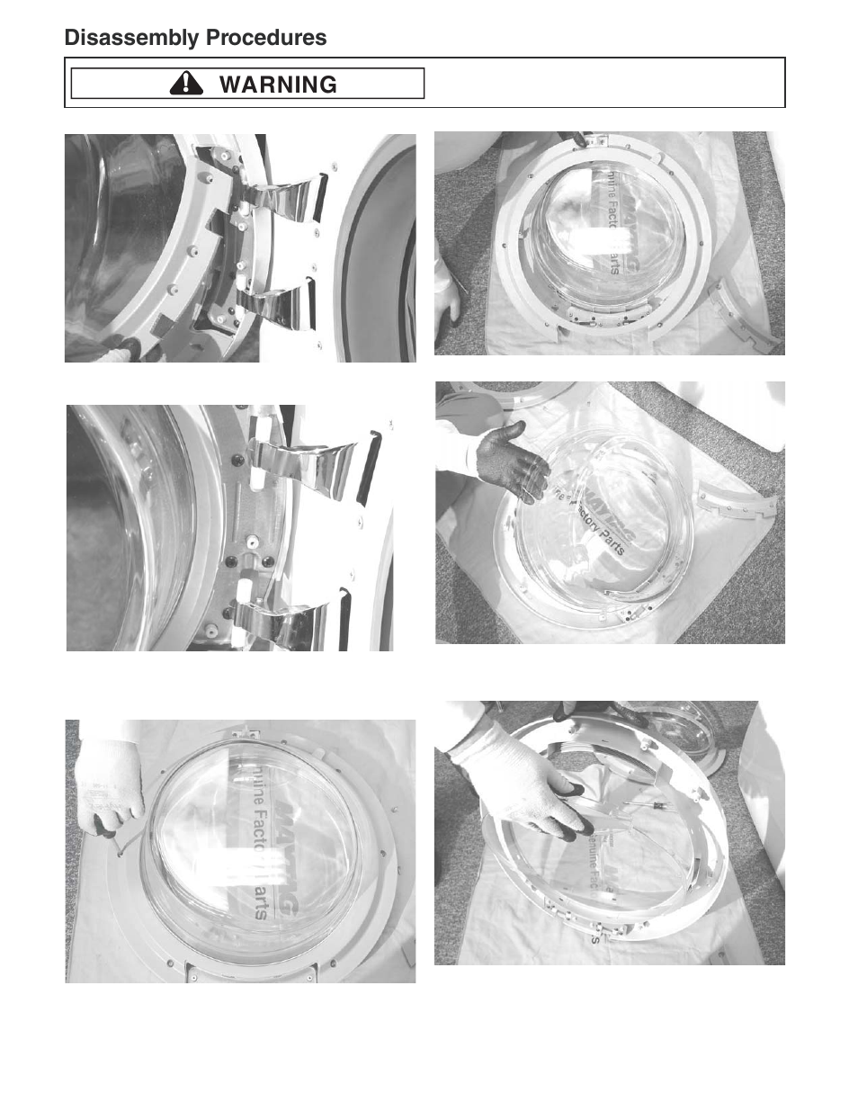 Warning, Disassembly procedures | Maytag MAH9700AW* User Manual | Page 30 / 65