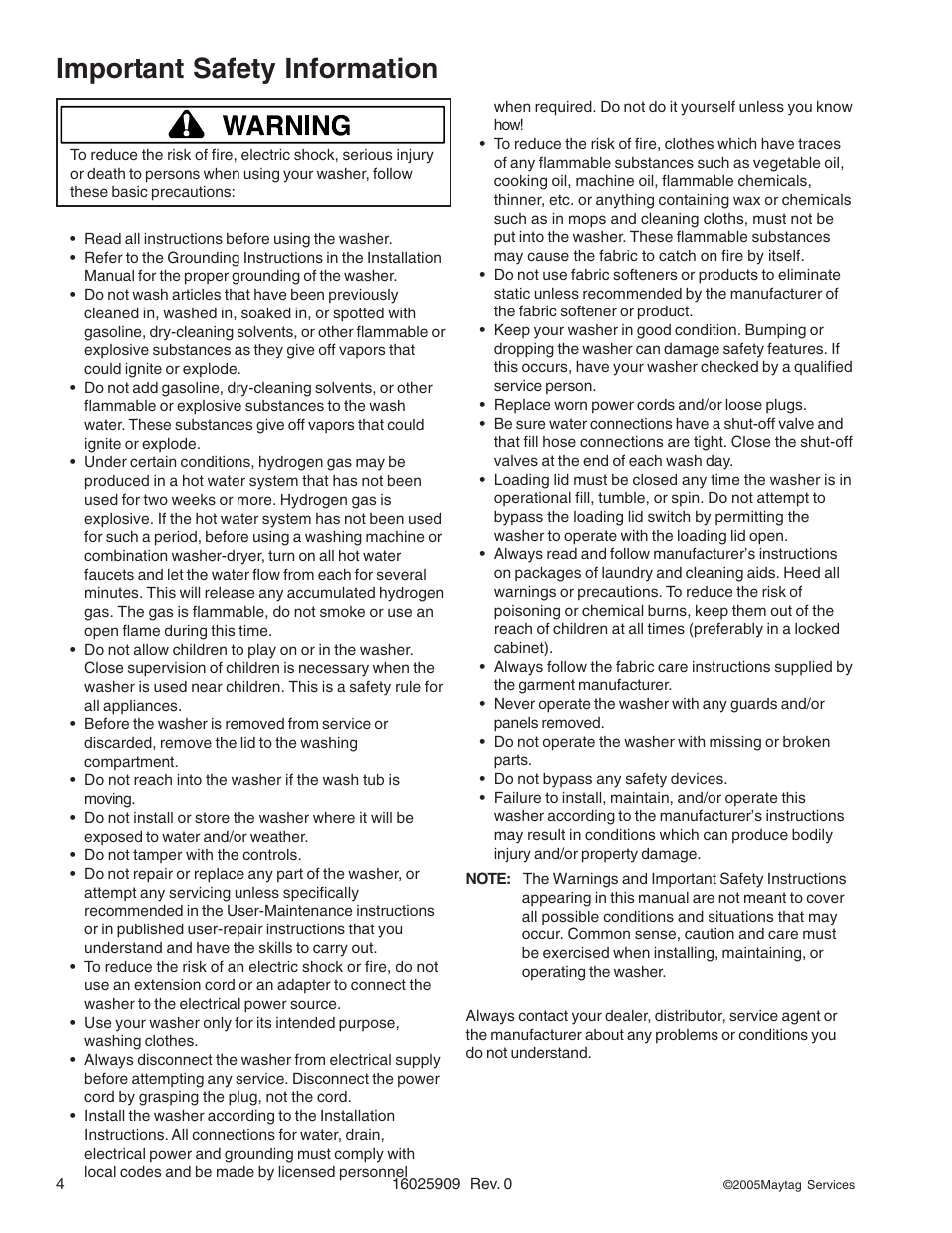Important safety information | Maytag MAH9700AW* User Manual | Page 4 / 65