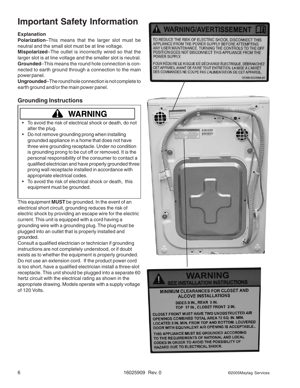 Important safety information | Maytag MAH9700AW* User Manual | Page 6 / 65