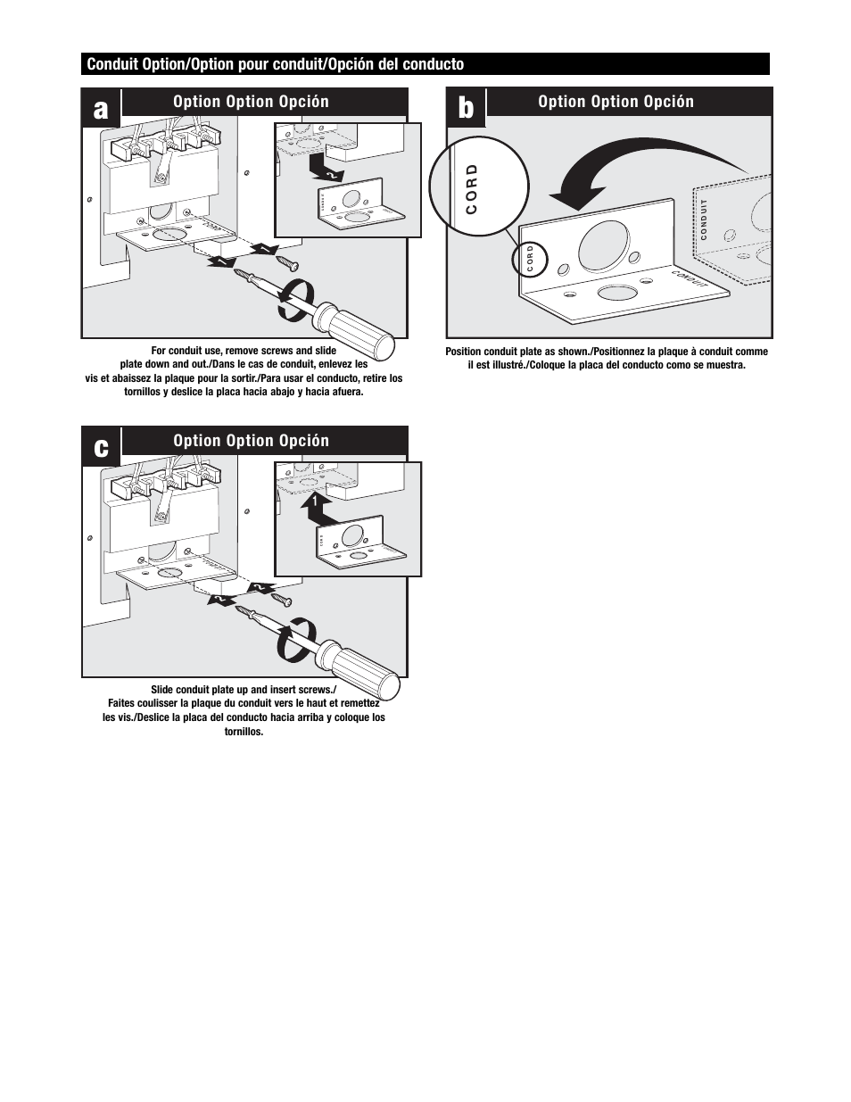 Option option opción, Cord | Maytag MER6775 User Manual | Page 3 / 14