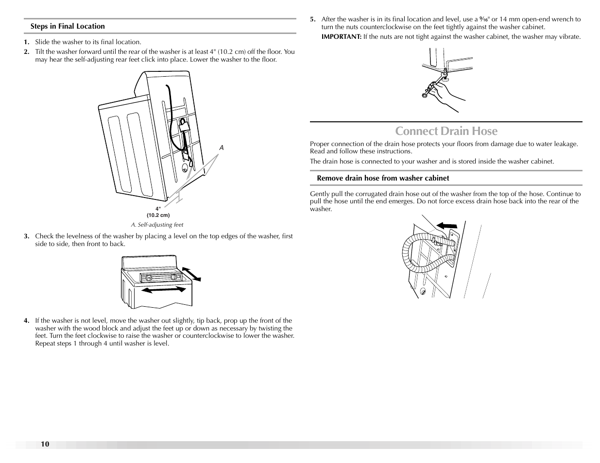 Connect drain hose | Maytag W10117890A User Manual | Page 10 / 20