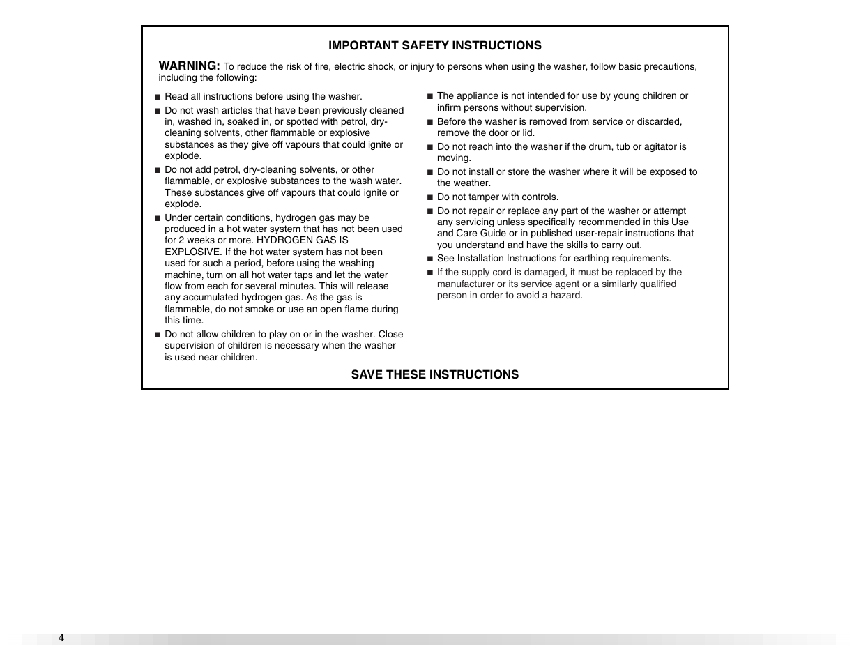 Warning | Maytag W10117890A User Manual | Page 4 / 20