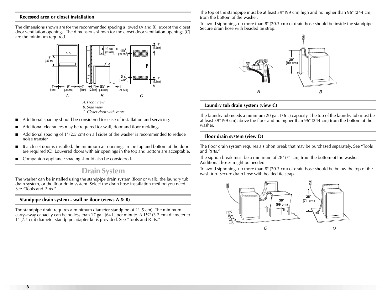 Drain system | Maytag W10117890A User Manual | Page 6 / 20