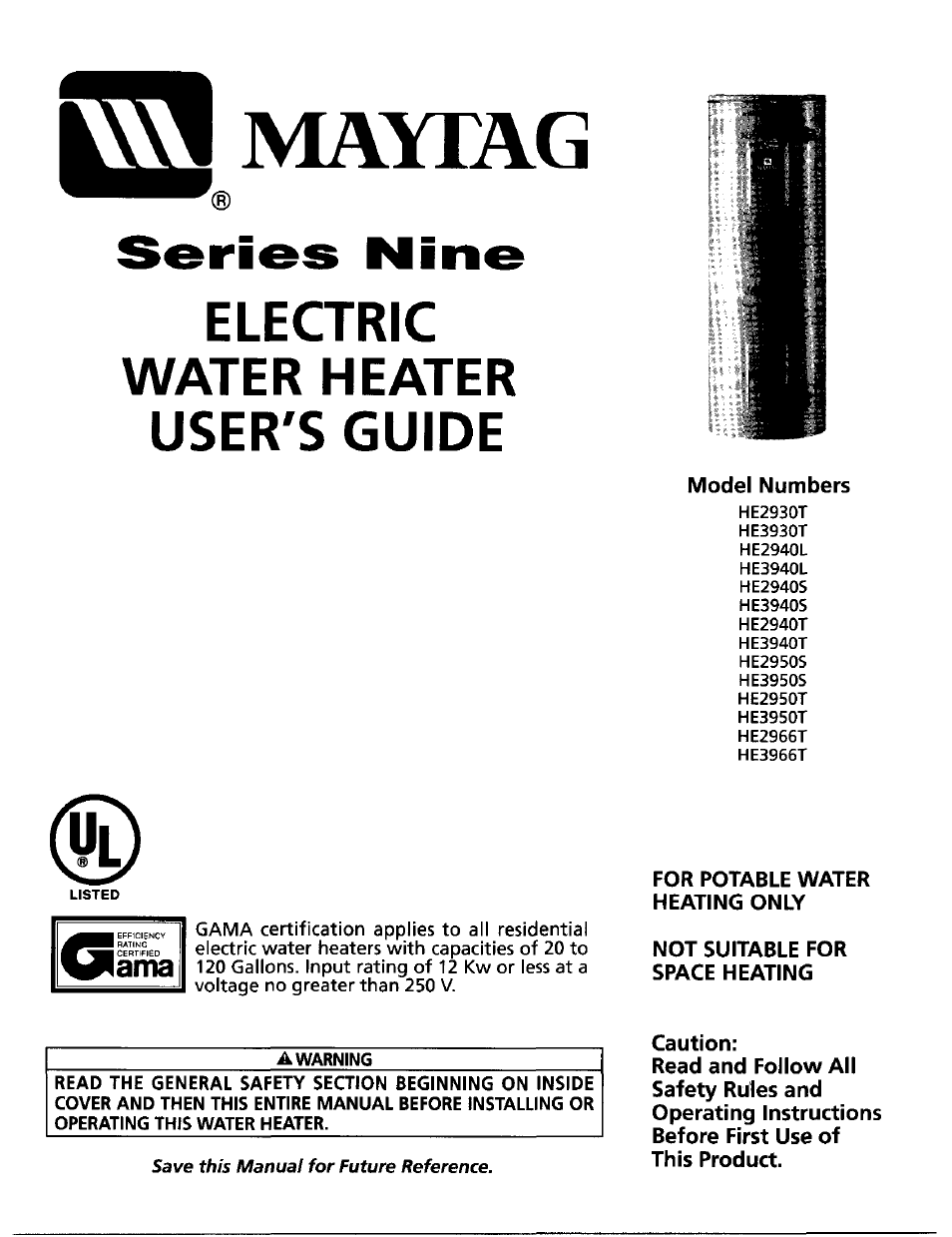 Maytag SERIES NINE HE2940L User Manual | 36 pages