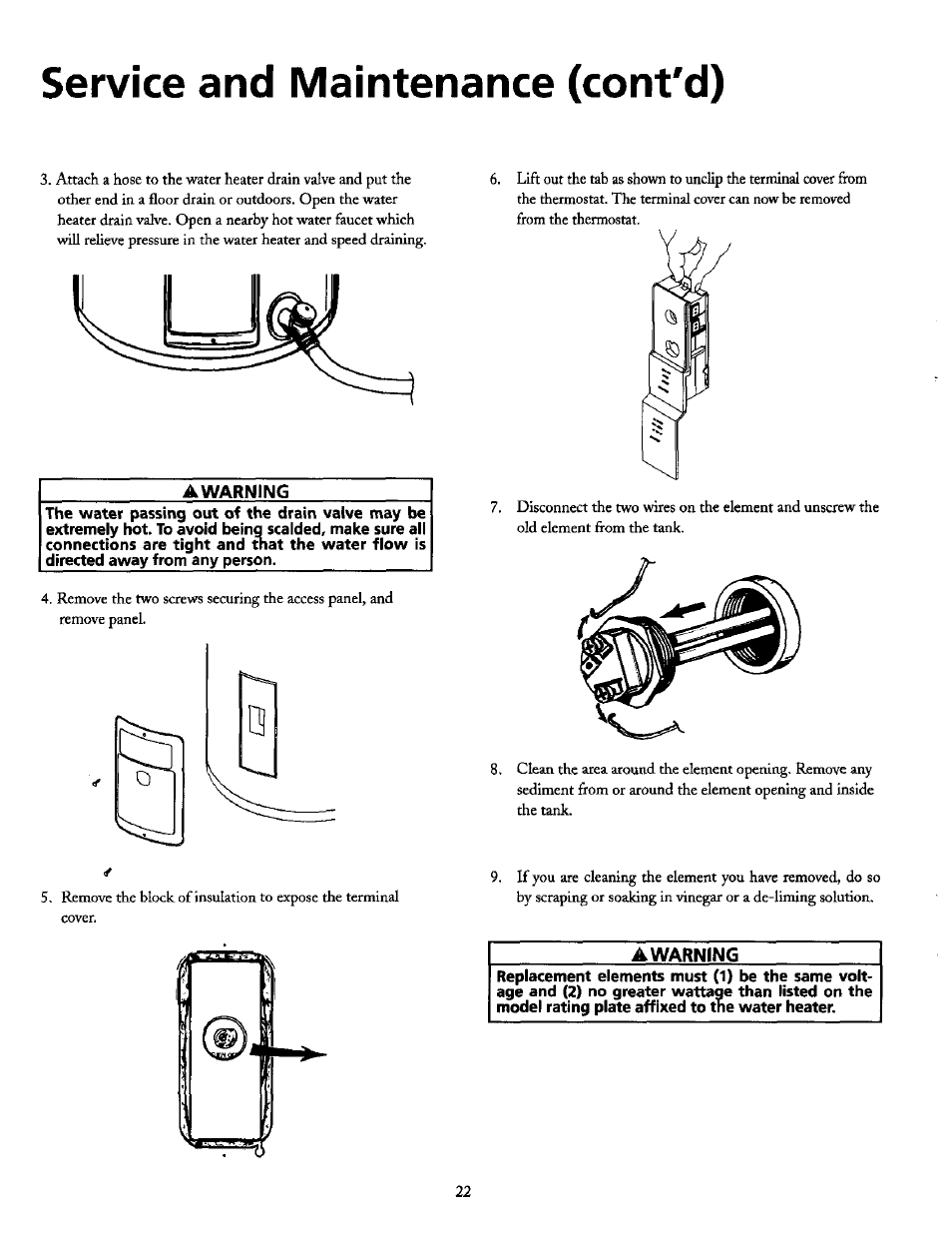 Awarning, Service and maintenance (cont'd) | Maytag SERIES NINE HE2940L User Manual | Page 22 / 36
