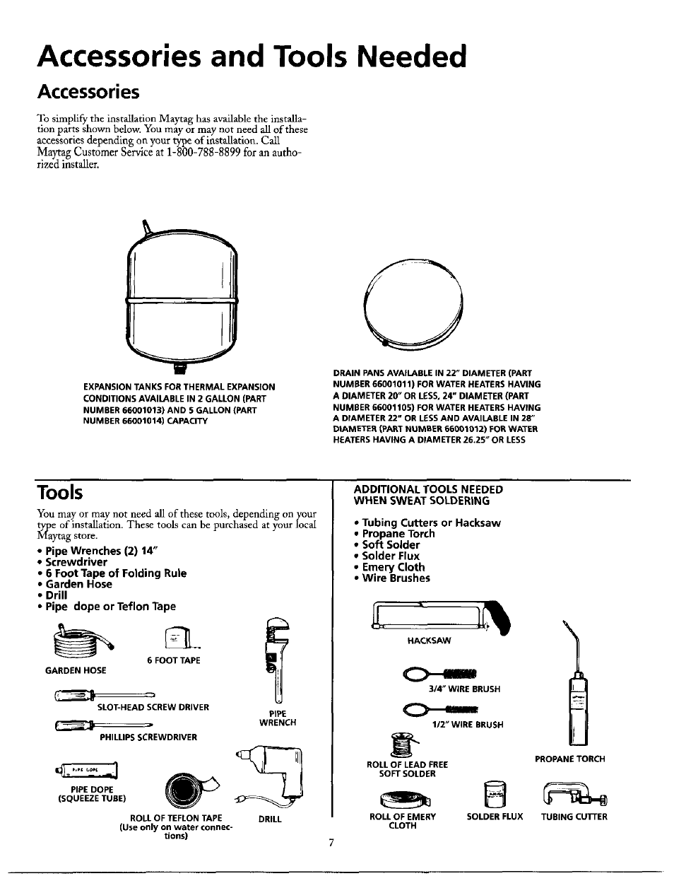 Accessories and tools needed, Accessories, Tools | Maytag SERIES NINE HE2940L User Manual | Page 7 / 36