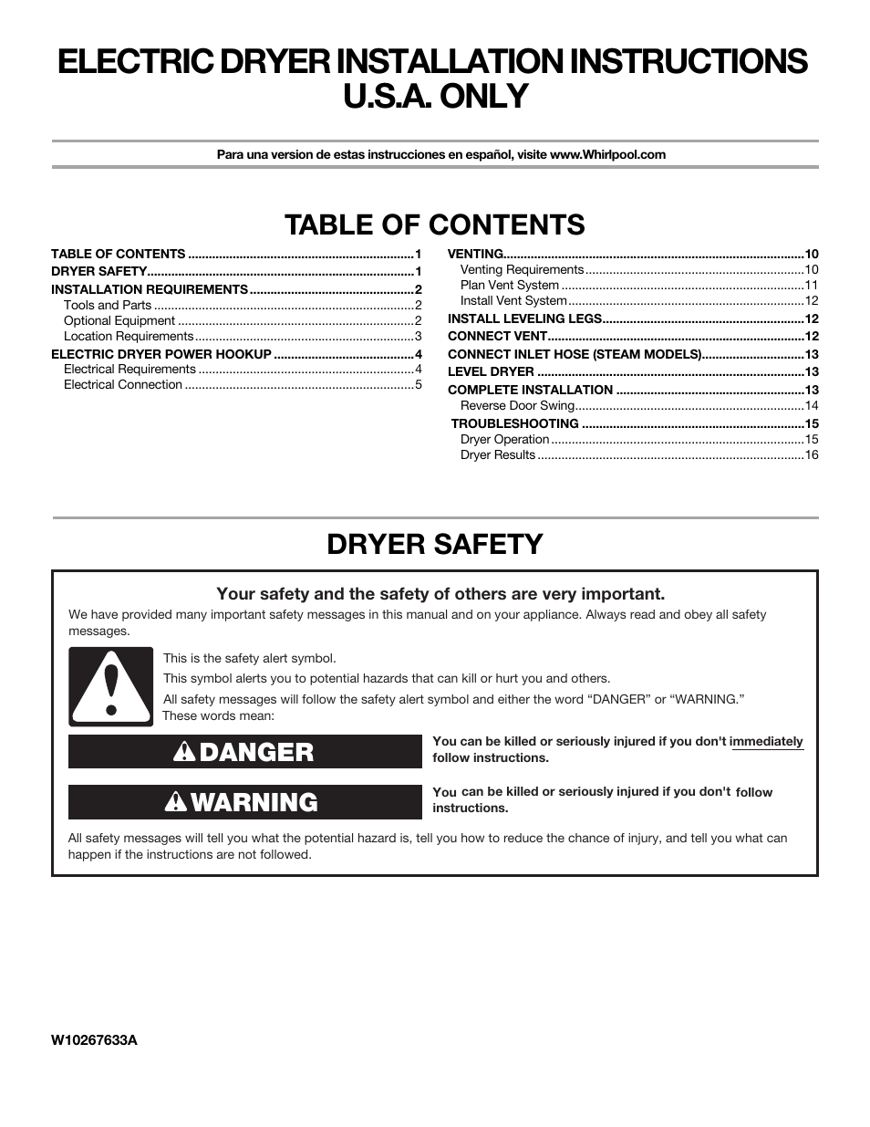 Maytag W10267633A User Manual | 16 pages