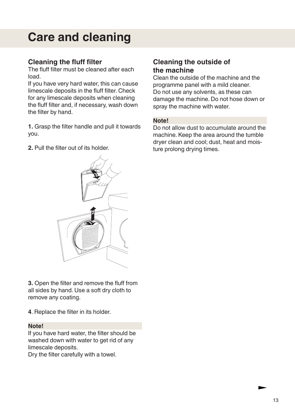 Care and cleaning | Maytag MDE9601 User Manual | Page 13 / 28