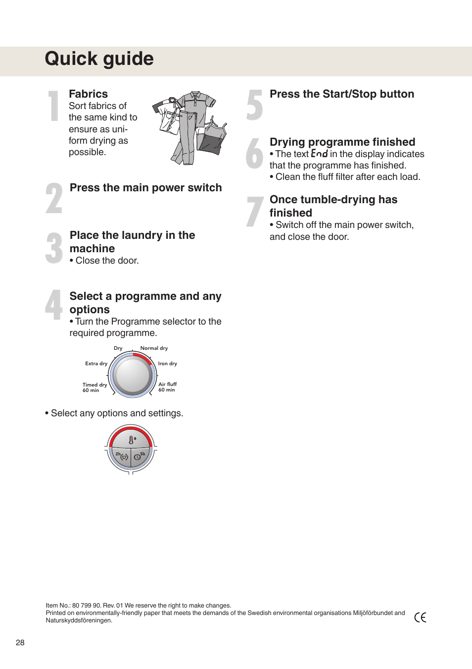 Quick guide | Maytag MDE9601 User Manual | Page 28 / 28