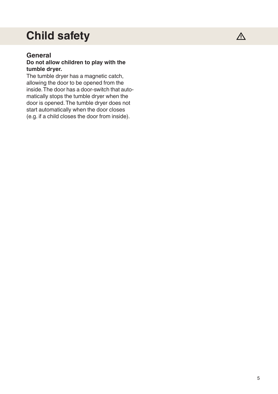 Child safety | Maytag MDE9601 User Manual | Page 5 / 28