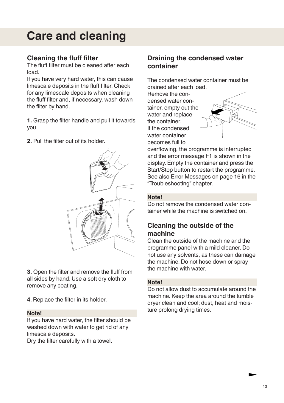 Care and cleaning | Maytag MDE9651 User Manual | Page 13 / 24