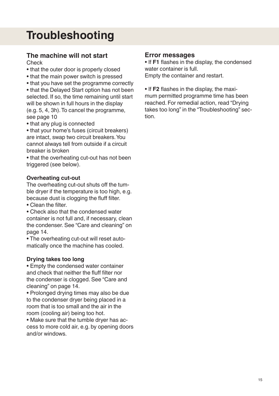 Troubleshooting | Maytag MDE9651 User Manual | Page 15 / 24