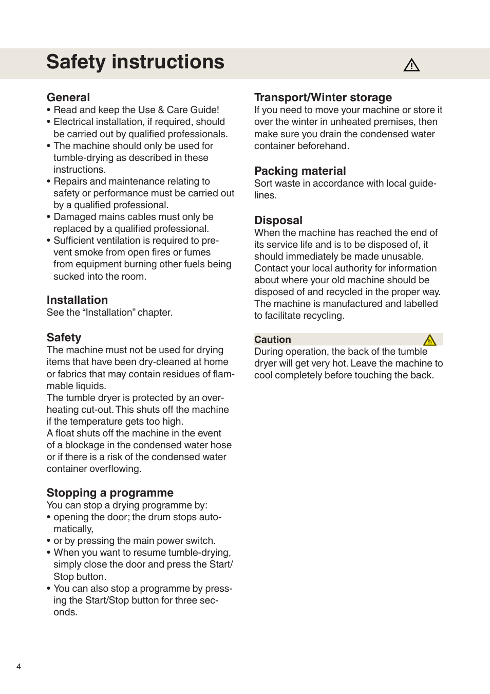 Safety instructions | Maytag MDE9651 User Manual | Page 4 / 24