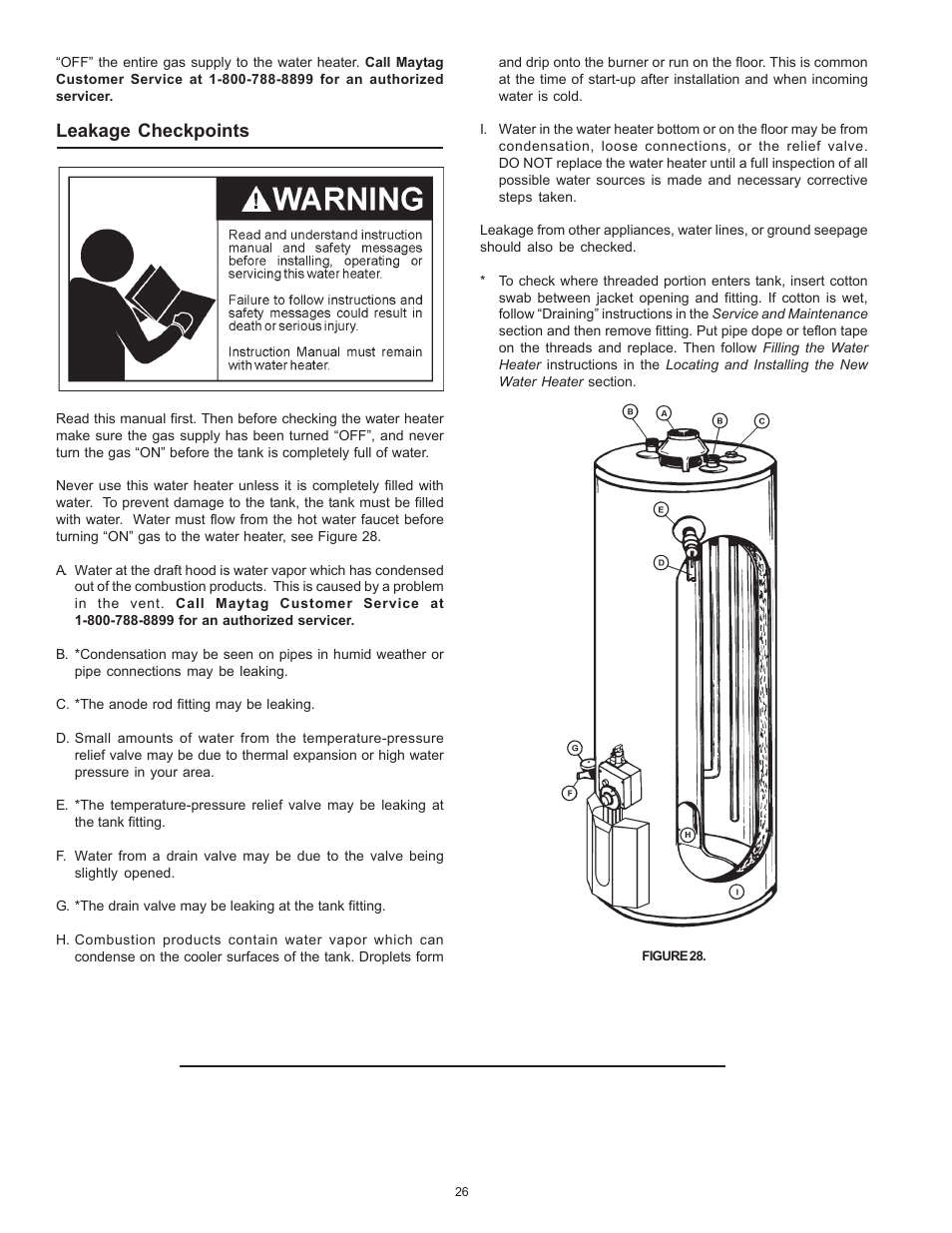 Leakage checkpoints | Maytag HRN4975S User Manual | Page 26 / 32