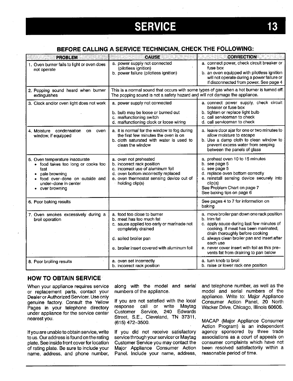 Service, How to obtain service | Maytag X9112VUV User Manual | Page 14 / 14