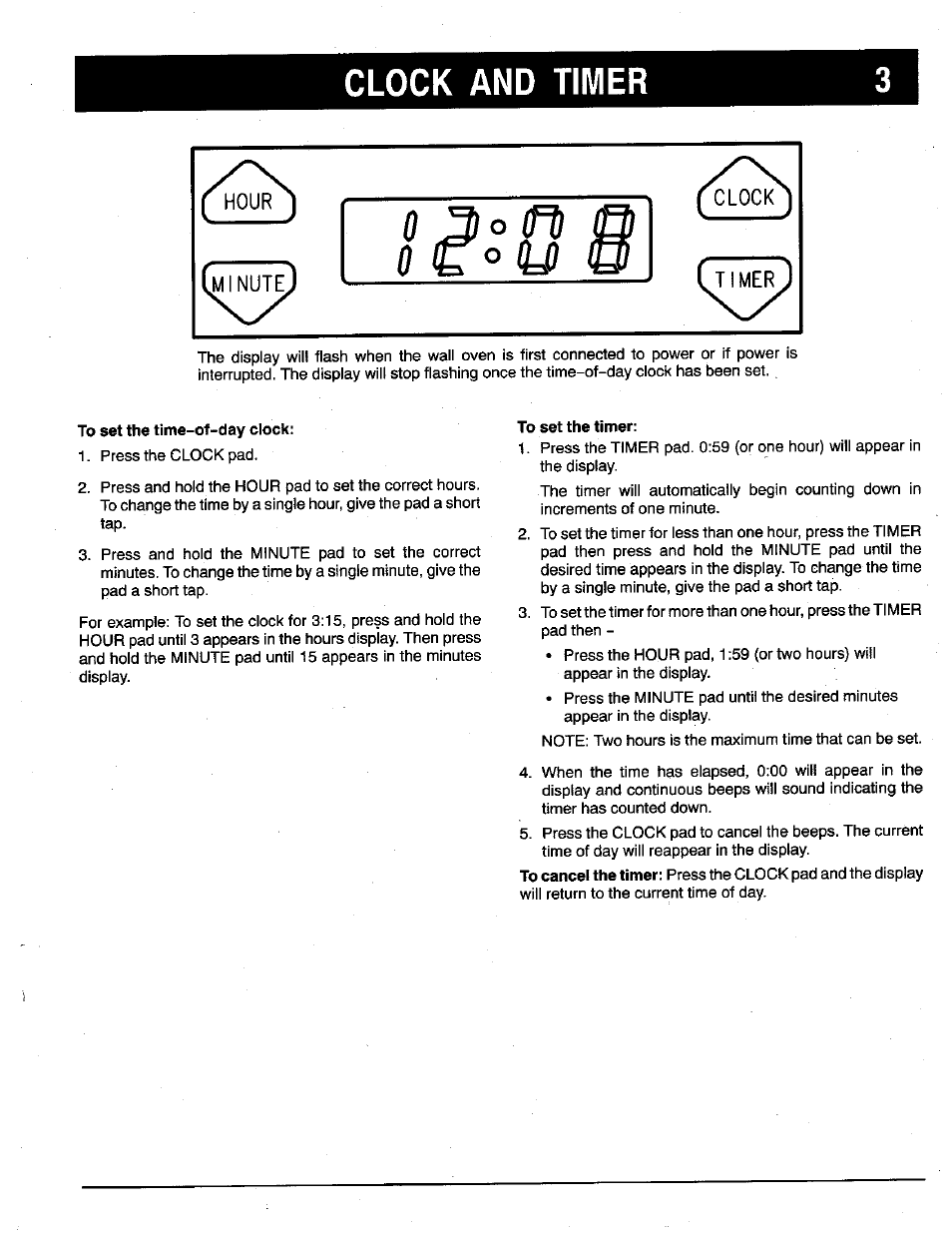 Clock and timer, To set the time-of-day clock, To set the timer | Maytag X9112VUV User Manual | Page 4 / 14