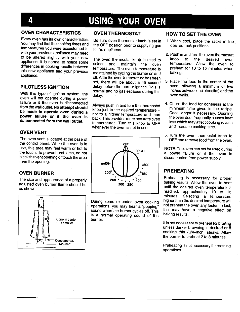 Pilotless ignition, Oven vent, Oven burner | How to set the oven, Using your oven | Maytag X9112VUV User Manual | Page 5 / 14