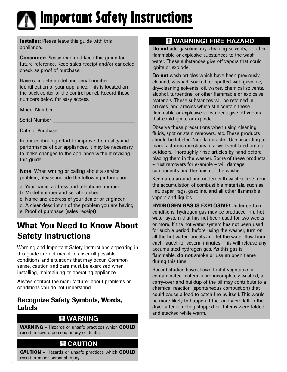 Important safety instructions, What you need to know about safety instructions | Maytag MAV-3 User Manual | Page 2 / 36