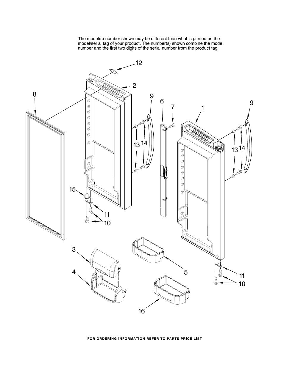 Refrigerator door, Refrigerator door parts | Maytag MFD2562VEM10 User Manual | Page 7 / 16