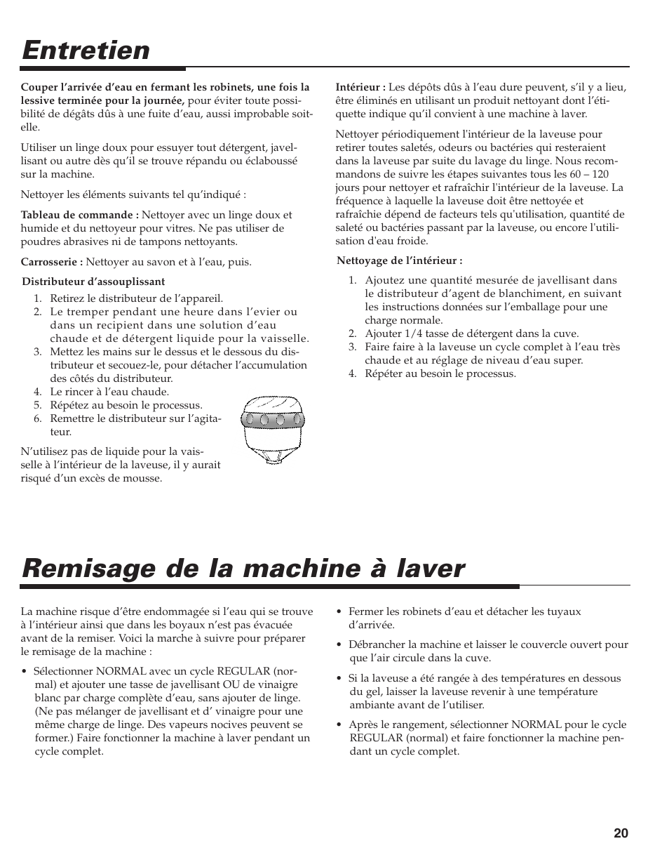 Remisage de la machine à laver, Entretien | Maytag HE CLOTHES WASHER MAV-39 User Manual | Page 21 / 36