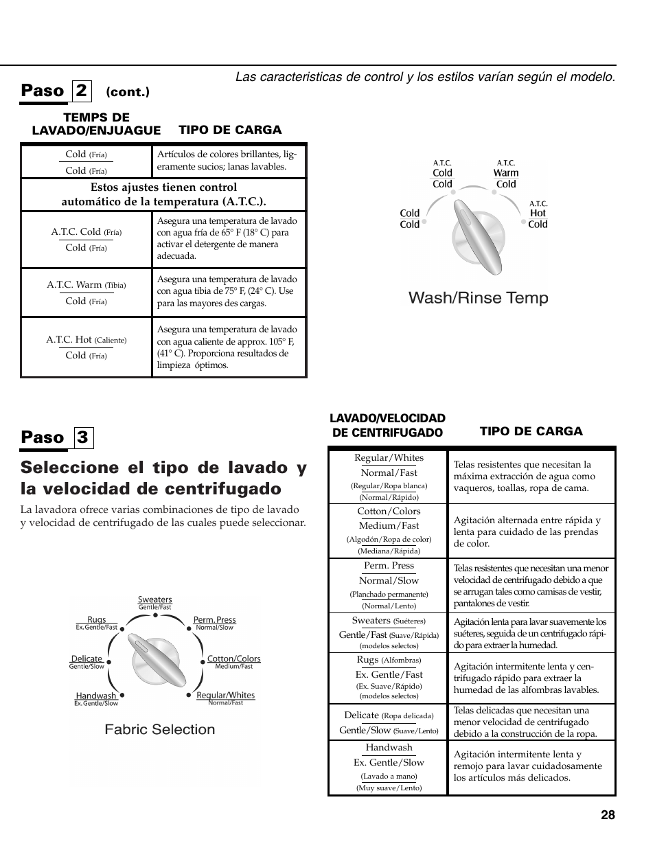 Paso 2, Paso 3, Cont.) | Maytag HE CLOTHES WASHER MAV-39 User Manual | Page 29 / 36