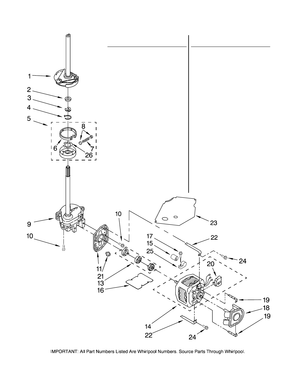 Brake, clutch, gearcase, motor and pump, Brake, clutch, gearcase, motor and pump parts | Maytag MET3800TW0 User Manual | Page 13 / 21
