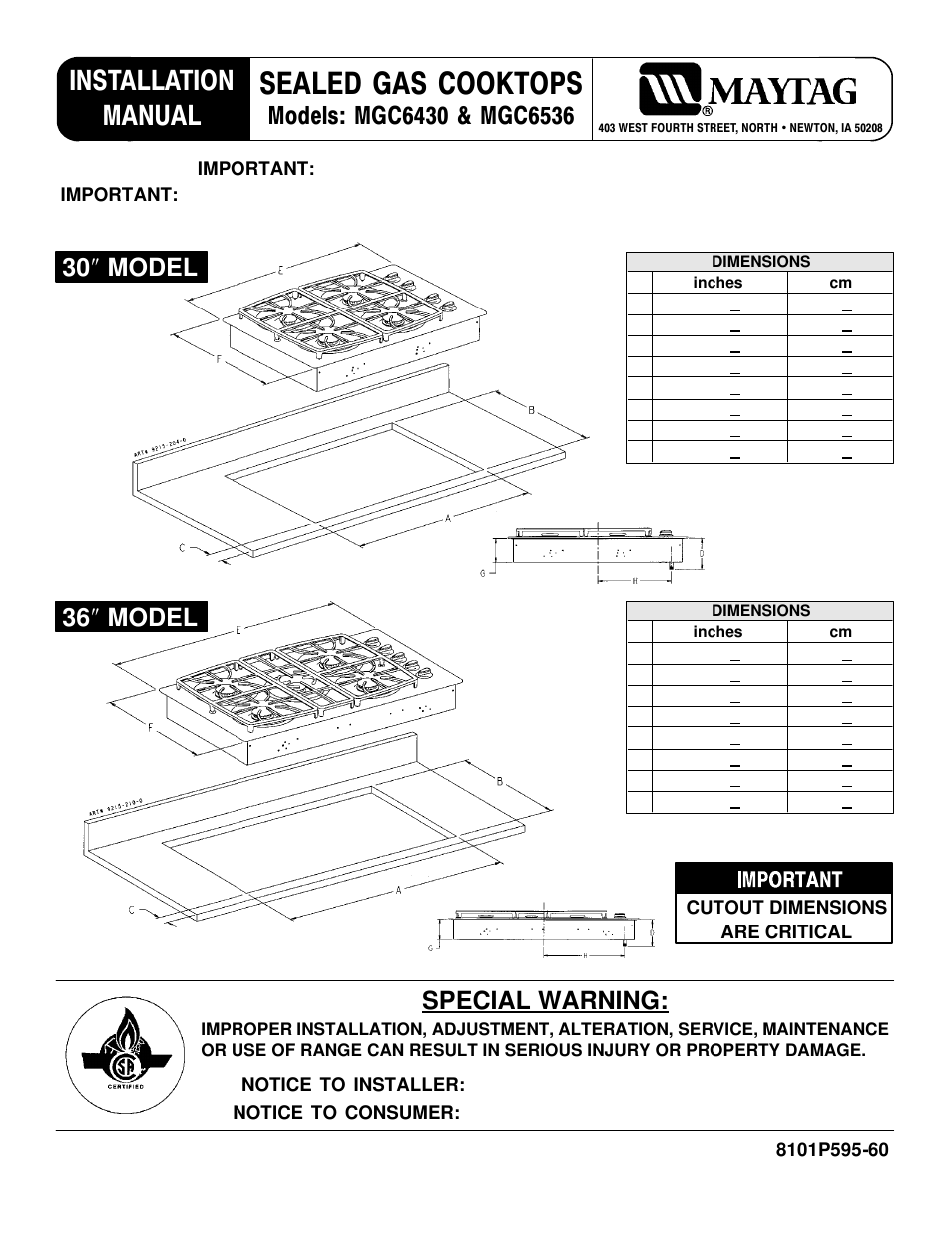 Maytag MGC6536 User Manual | 33 pages