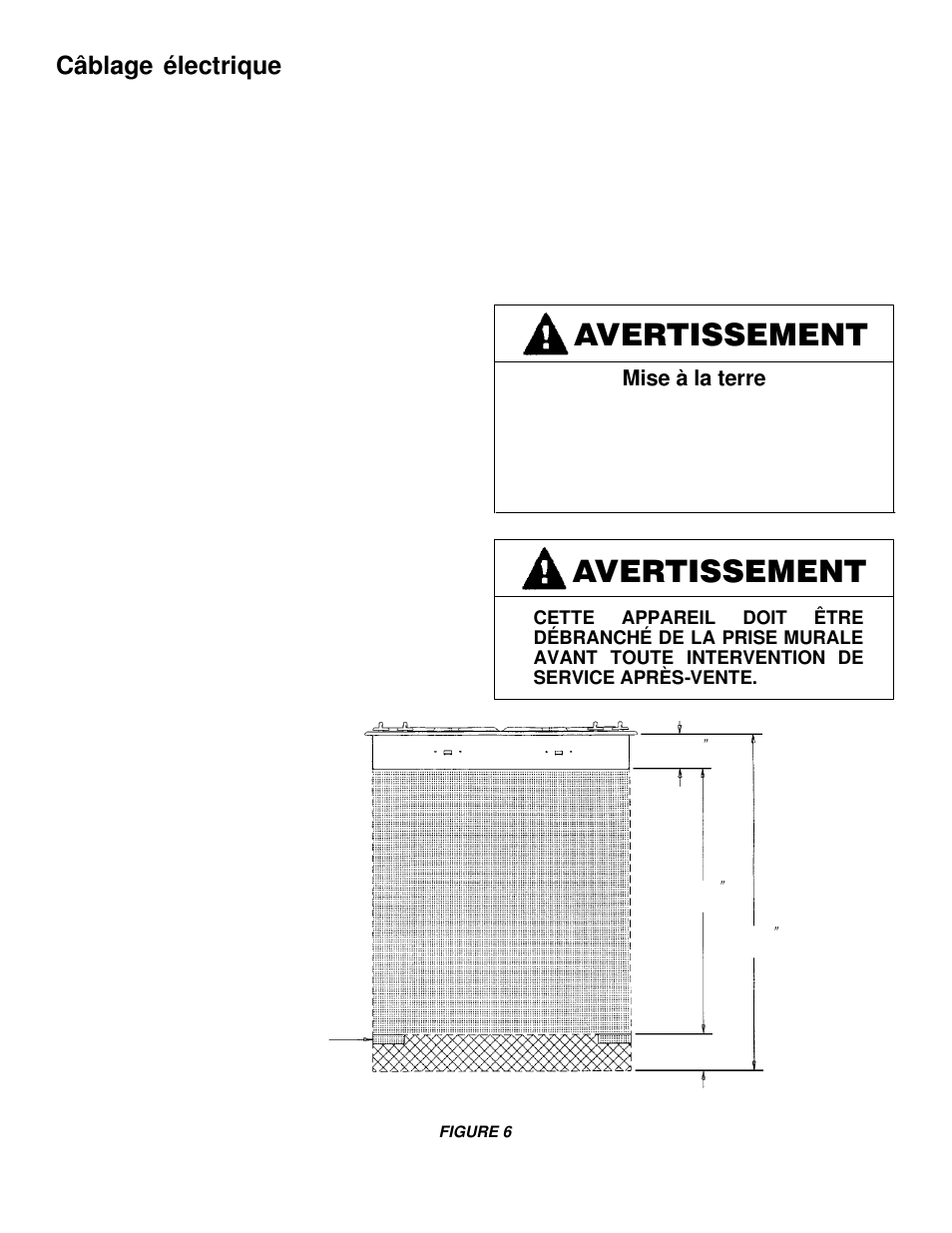 Avertissement, Câblage électrique, Mise à la terre | Maytag MGC6536 User Manual | Page 29 / 33