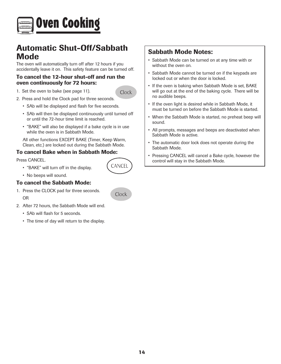 Oven cooking, Automatic shut-off/sabbath mode | Maytag 700 User Manual | Page 15 / 28