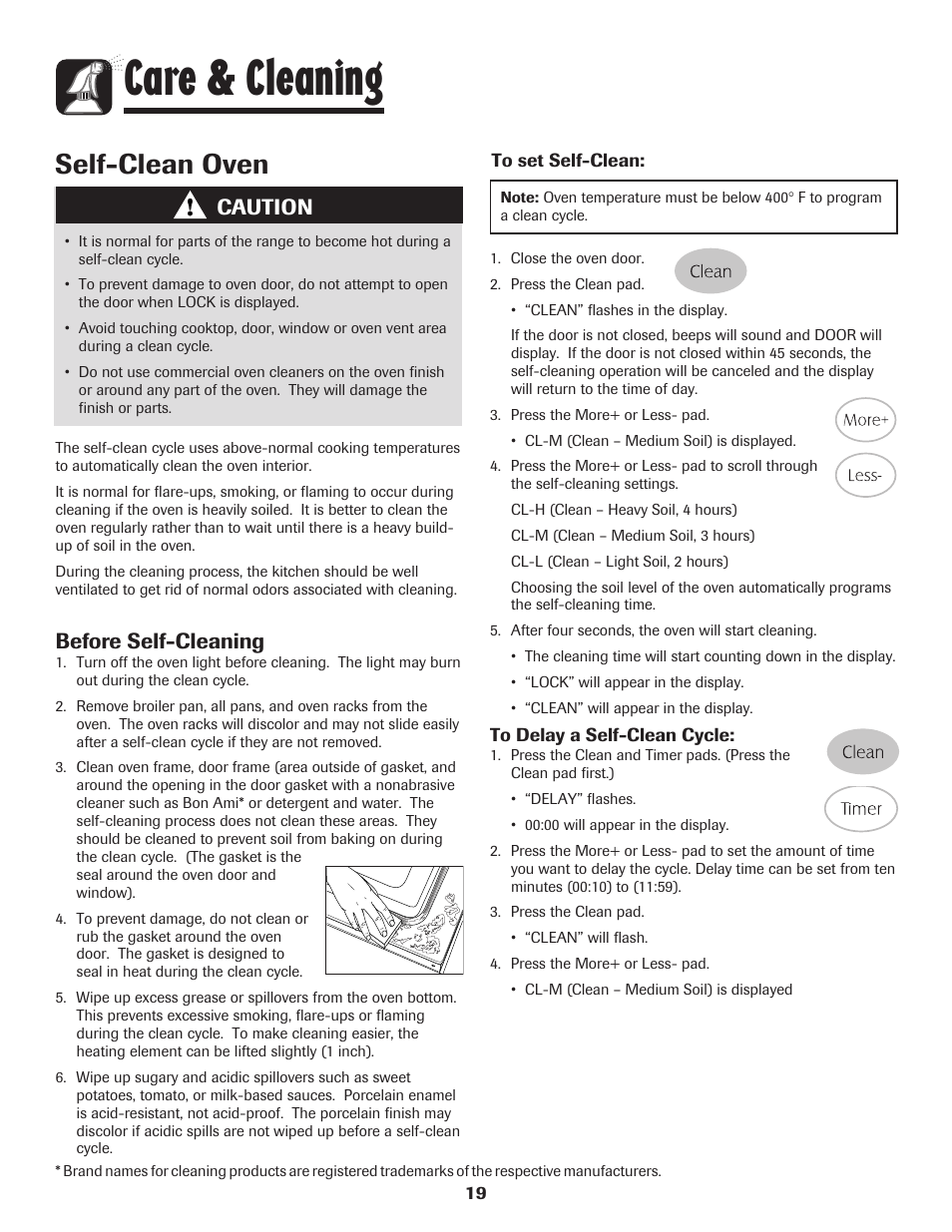 Care & cleaning, Self-clean oven, Caution | Before self-cleaning | Maytag 700 User Manual | Page 20 / 28