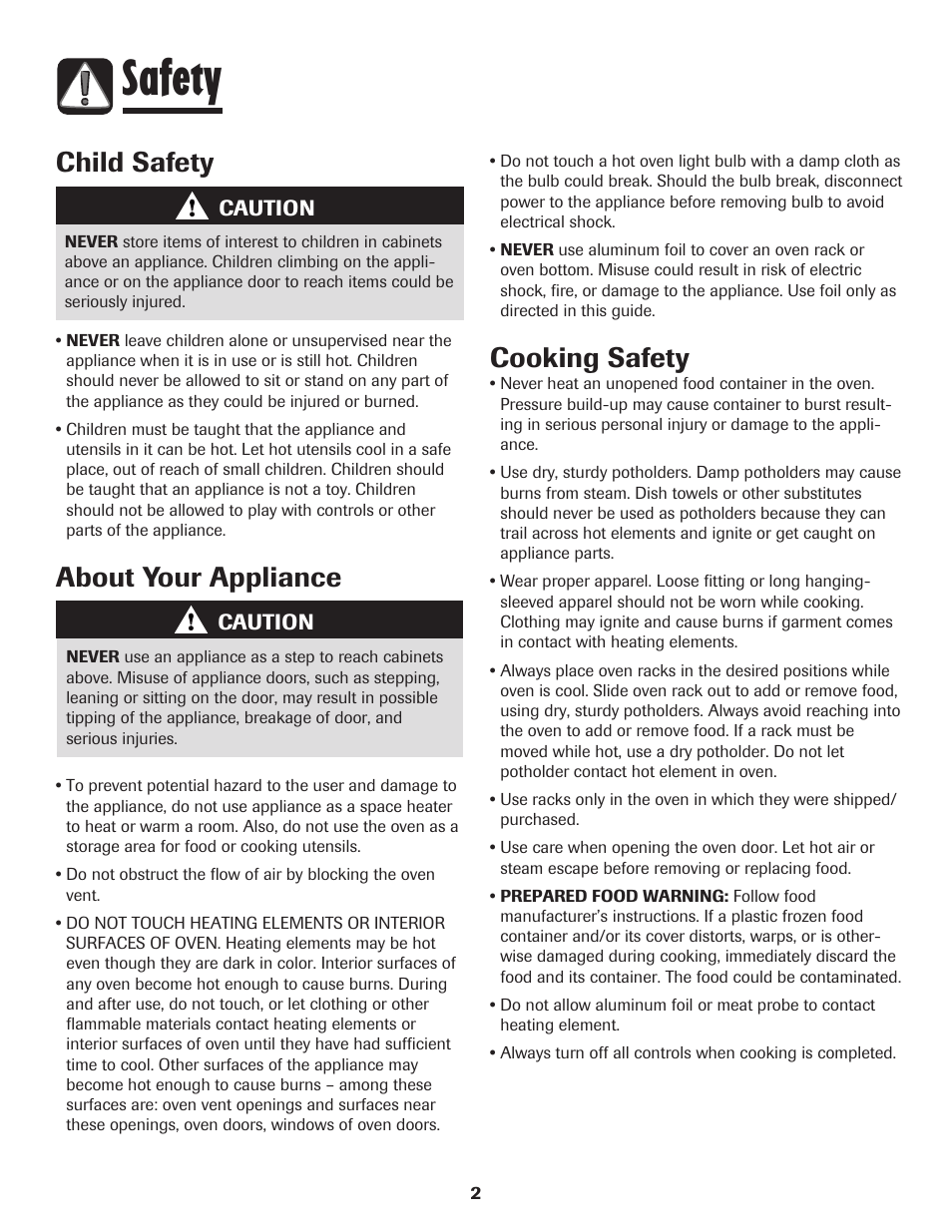 Safety, About your appliance, Cooking safety | Child safety | Maytag 700 User Manual | Page 3 / 28