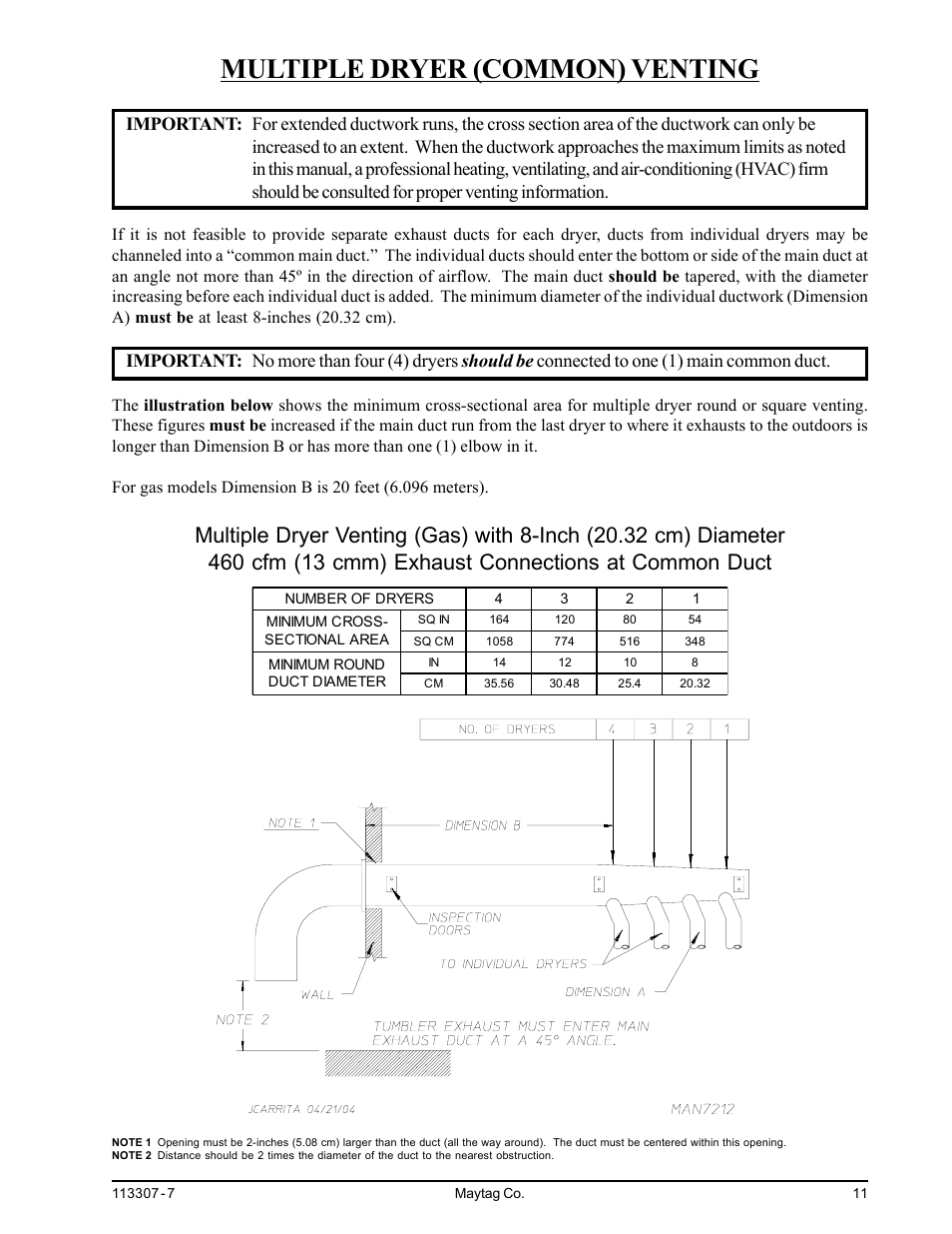 Multiple dryer (common) venting | Maytag MDG30MNV User Manual | Page 15 / 36