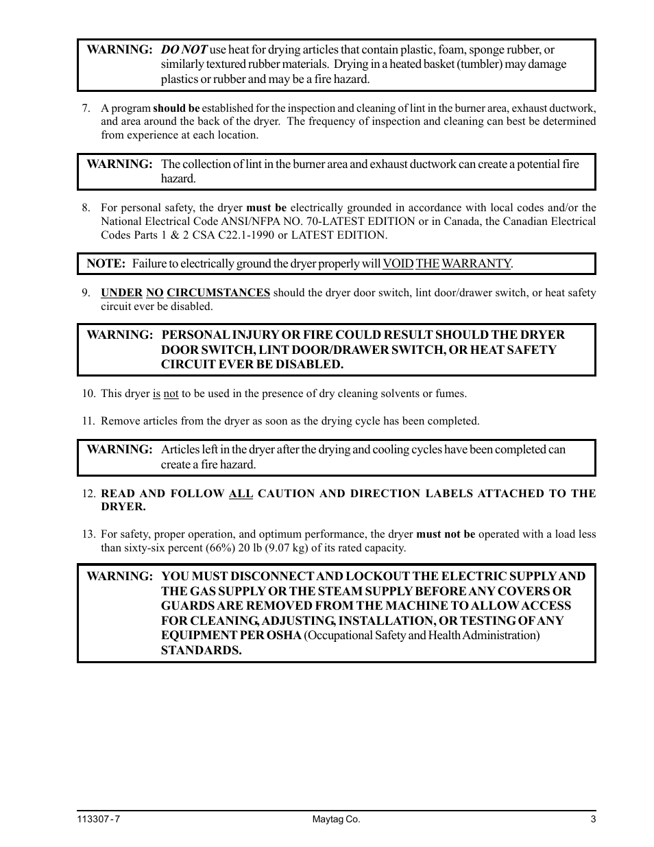 Maytag MDG30MNV User Manual | Page 7 / 36