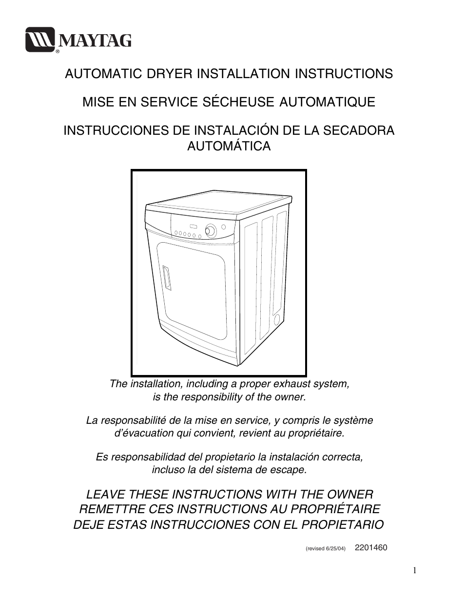 Maytag MDE2400AYW User Manual | 12 pages