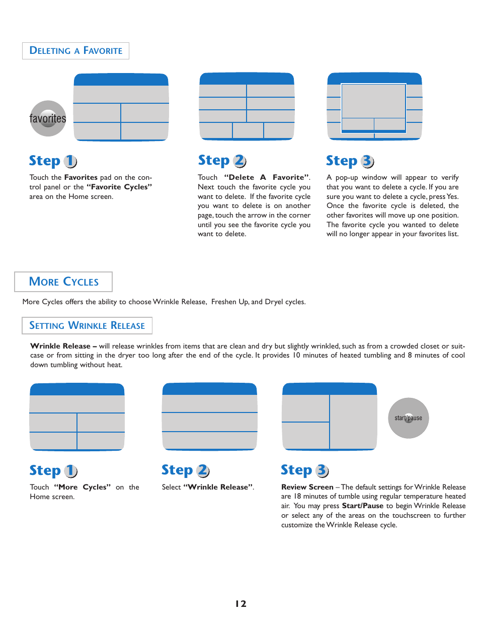 Step 1 step 2, Step 3, Step 1 | Step 2, Ycles | Maytag MD75 User Manual | Page 13 / 72