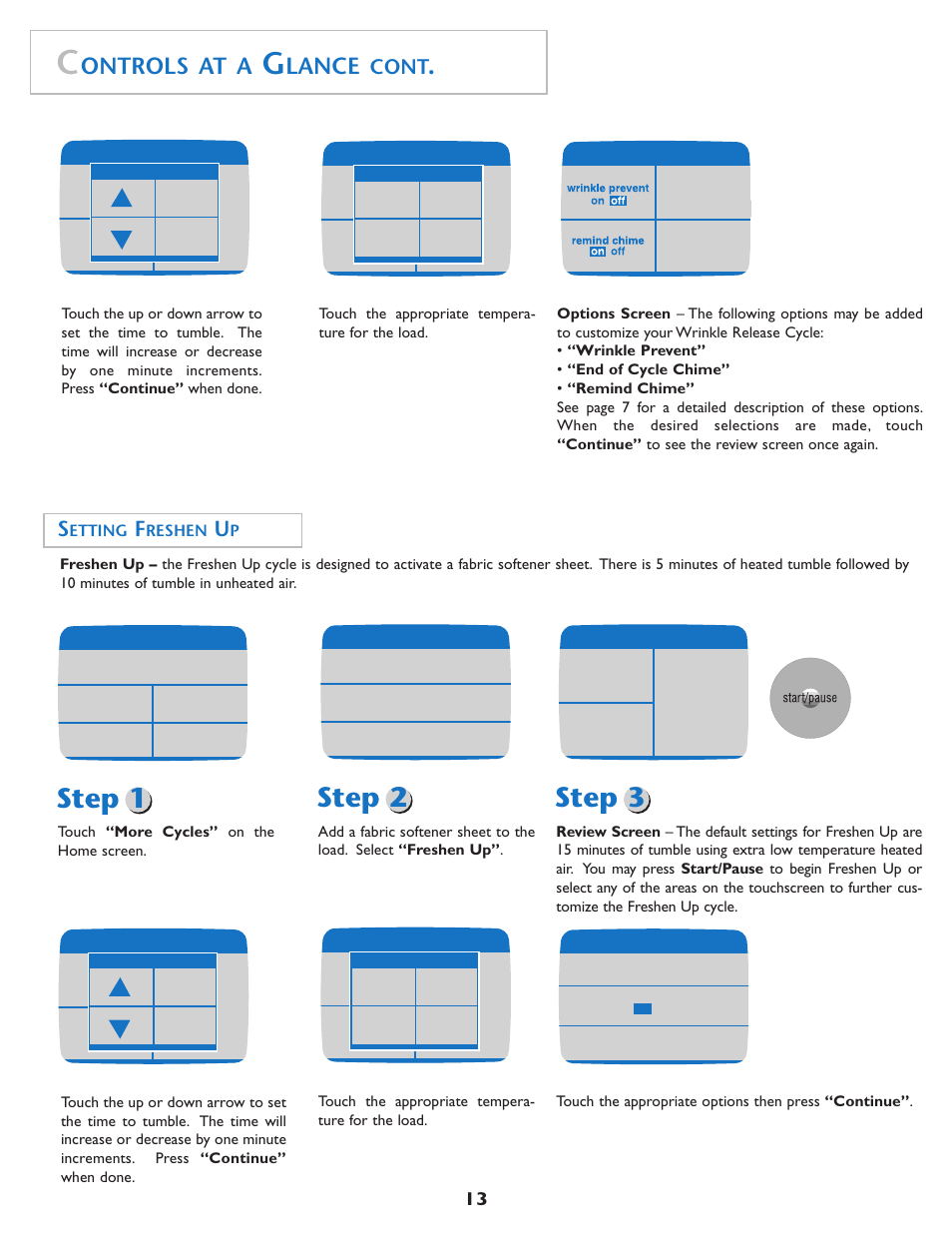 Step 1, Step 2, Step 3 | Ontrols at a, Lance, Cont | Maytag MD75 User Manual | Page 14 / 72