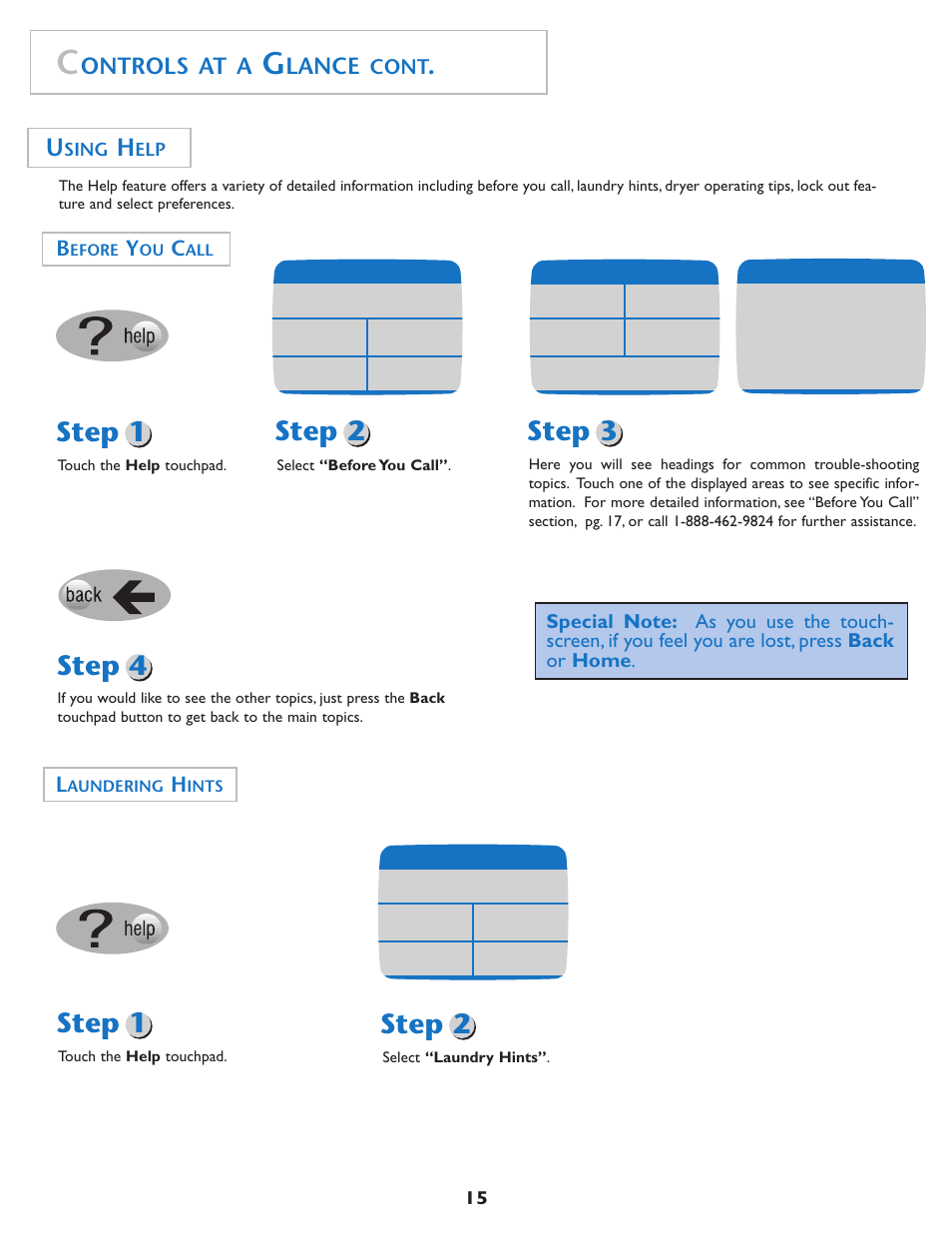 Step 4, Step 1 step 2, Step 3 | Ontrols at a, Lance, Cont | Maytag MD75 User Manual | Page 16 / 72