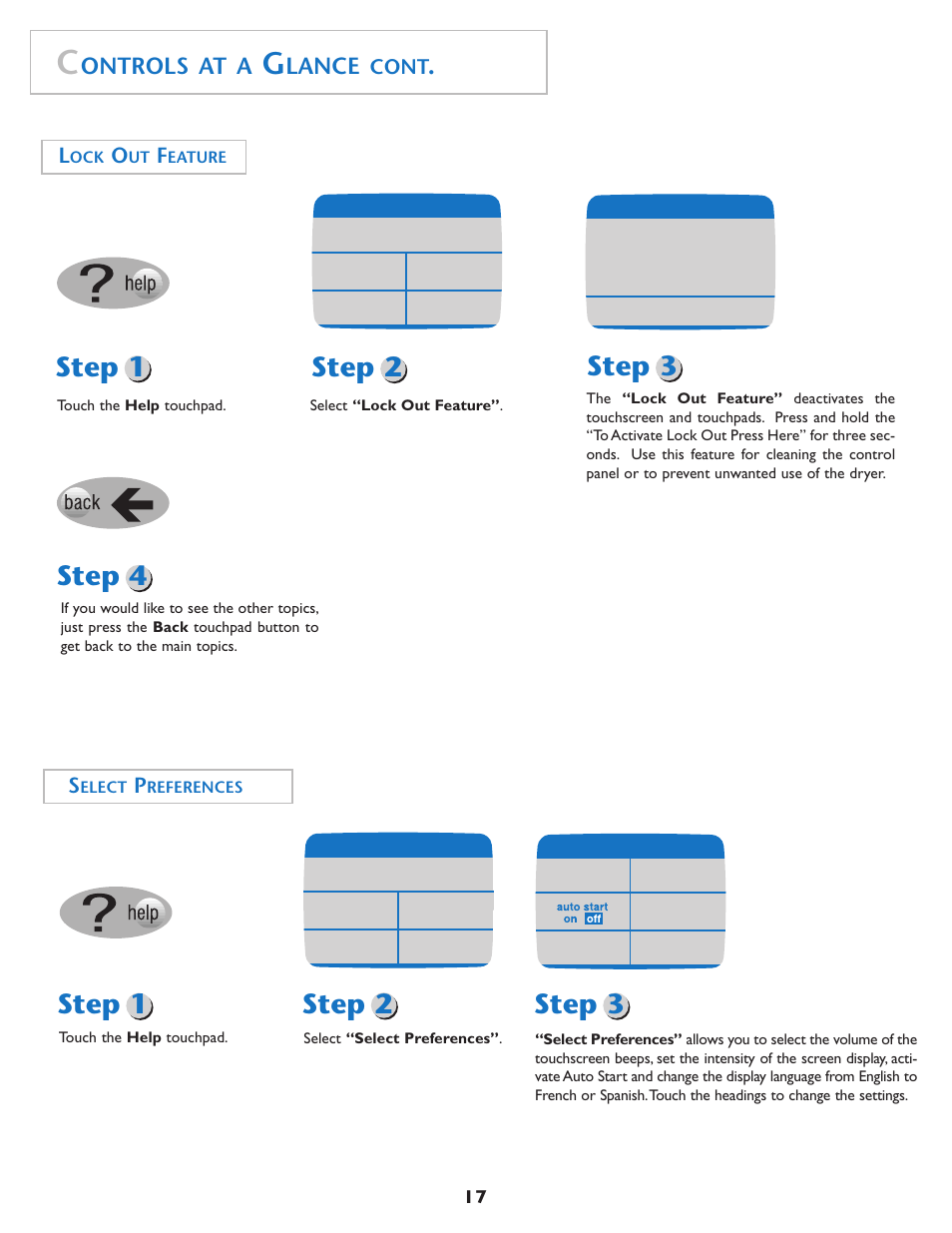 Step 1, Step 2, Step 3 | Step 4, Ontrols at a, Lance, Cont | Maytag MD75 User Manual | Page 18 / 72