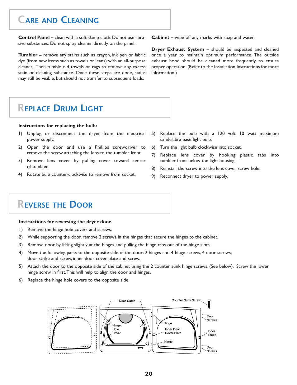 Are and, Leaning, Eplace | Ight, Everse the | Maytag MD75 User Manual | Page 21 / 72